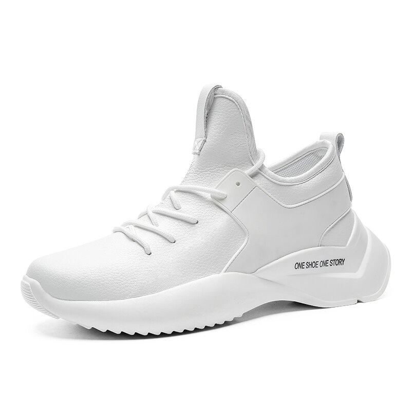 Stor størrelse 39-46 super lette mænd sport tennissko vandtætte læder sneakers hvid sorte anti-skrid sneakers tenis masculino: Hvid / 8.5