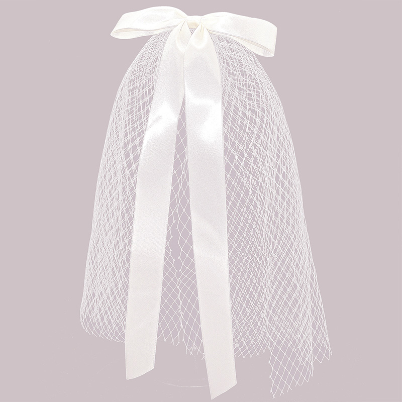 Haar Sluier Met Clips Handgemaakte Bruiloft Accessoires Engagement Hairwear Wit Ivoor Hoofdtooi Verkoop Boog Knoop Bruidssluier: WHITE