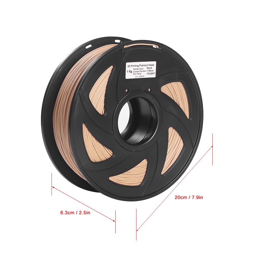 Pla 3d printer filament hout + pla 1.75mm 1kg spoel maatnauwkeurigheid  +/- 0.02mm