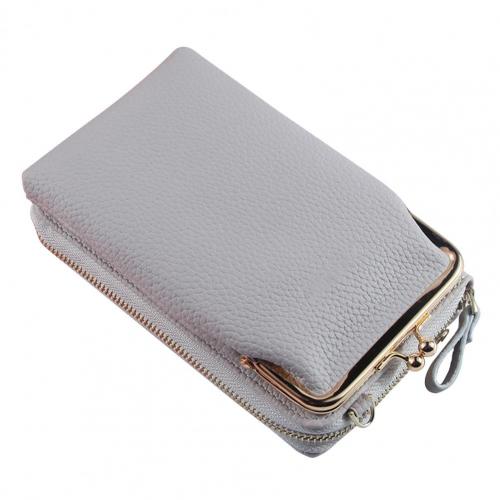 Verkoop! Aankomst Vrouwen Mode Faux Lederen Portemonnee Lange Diagonale Schoudertas Telefoon Rits Clutch: Grey White