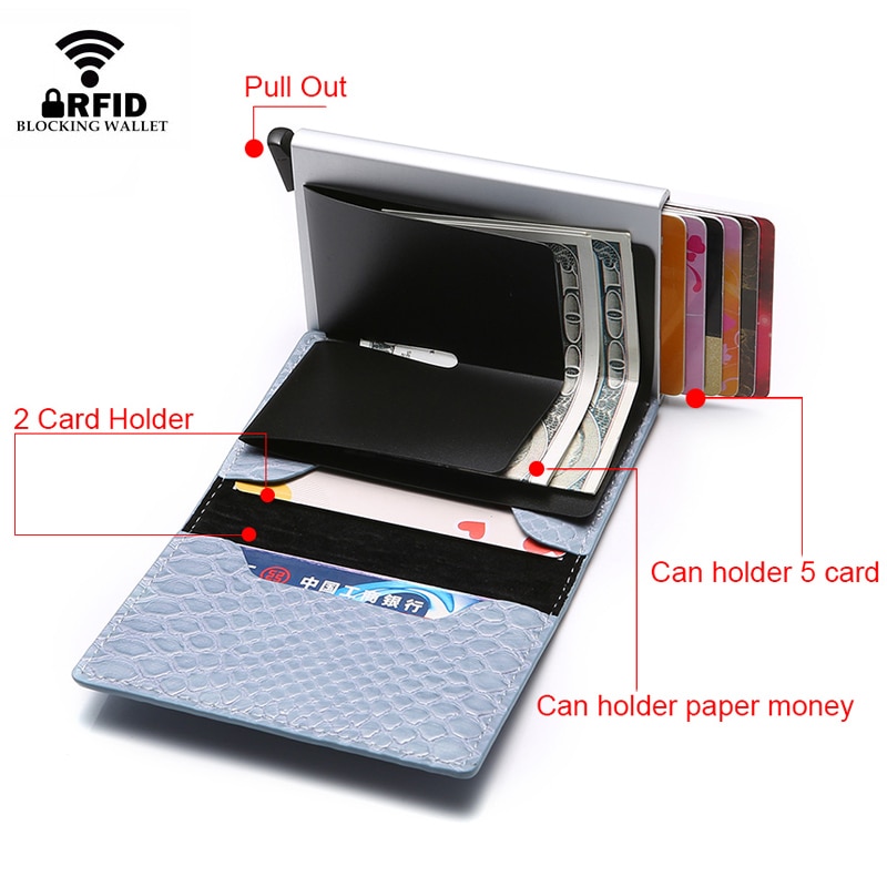 Rfid Women Credit Card Holder Aluminium Metal Wallet Ladies Mini Slim Business ID Card Holder Case Bag Cardholders pass holder