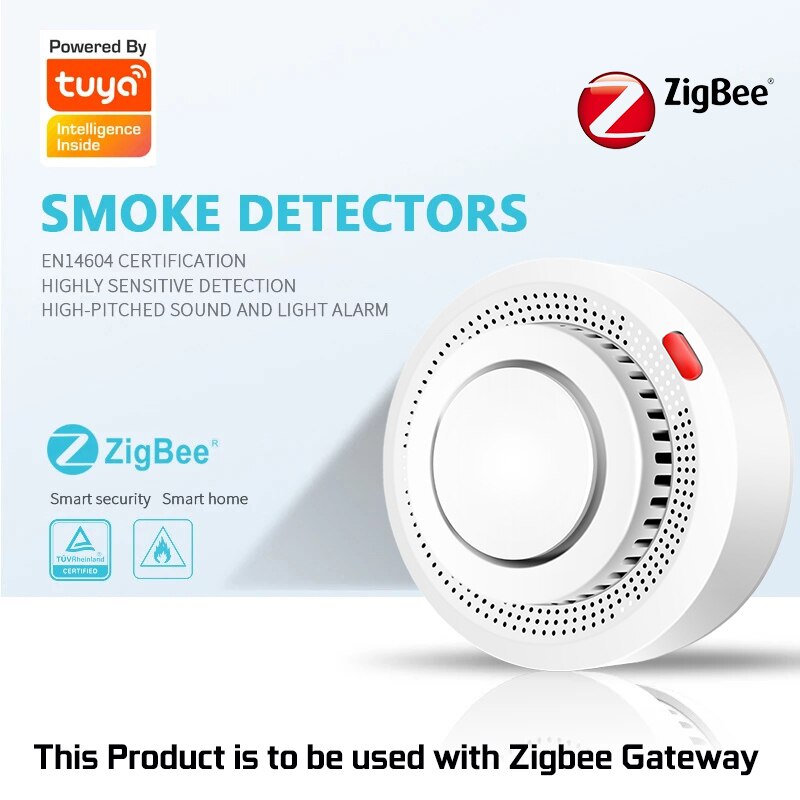 Tuya Smart Zigbee Smoke Detector Smart Fire Fire Protection Smart Home Security Alarm Work With Tuya Zigbee Hub