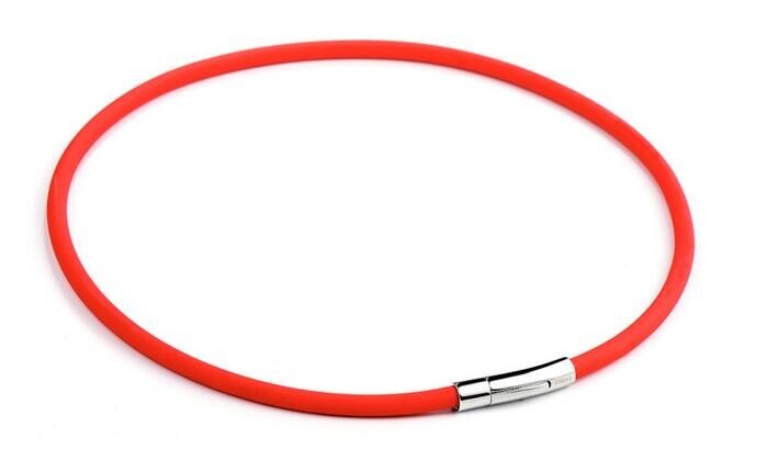 stainless steel magnetic buckle multi-color silicon rubber energy necklace for magnetic therapy and the necklace: red / 48cm