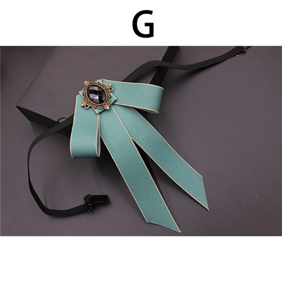 Corbata de moño grande Vintage para mujer, Collar de cinta con borlas de cristal con broche, joyas para un traje , Pin: 7