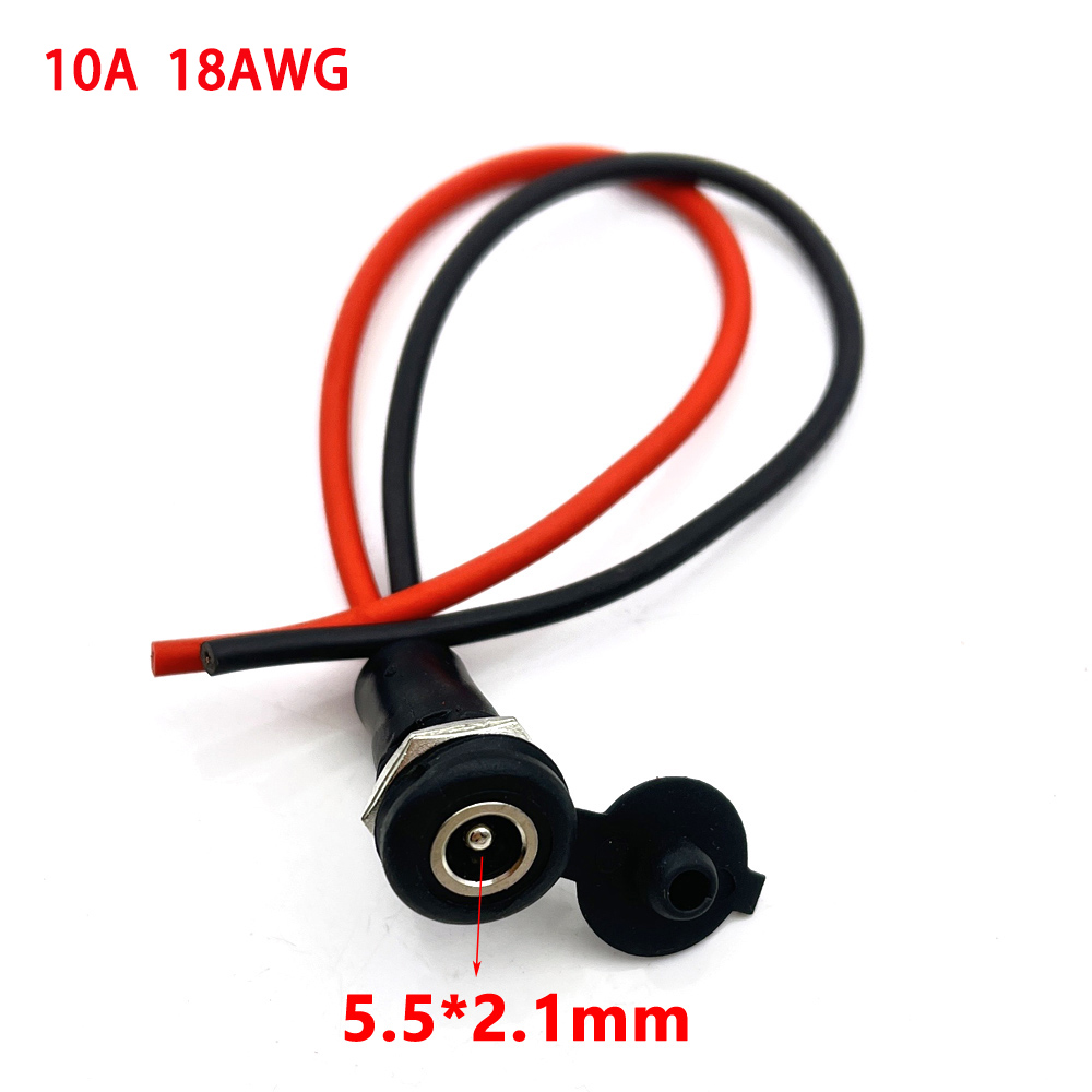 Battery DC Power plug connector for diy dc waterproof jack connector 5.5 X 2.1 mm 5.5X2.5mm with Wire Turmera