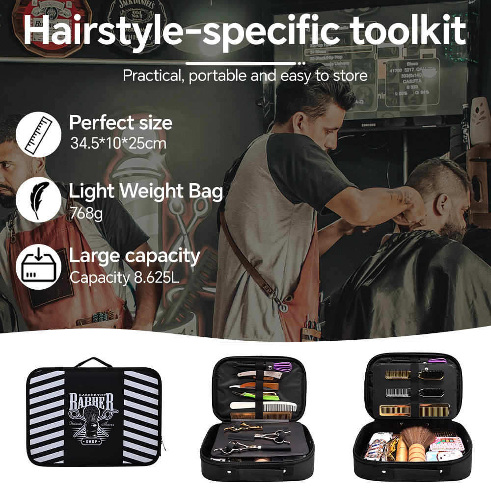 Portable Stylist Hairdressing Tool Bag Large Capacity Case for Scissors/Salon Tools, Barber Organizer Suitcase