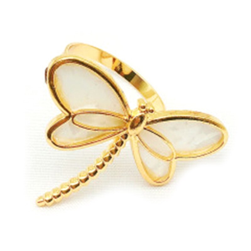 6 Delige Set, Dragonfly Servetring Servet Houder, Gebruikt Voor Bruiloft Diner Diner Tafeldecoratie Tafel Decoratie: Golden