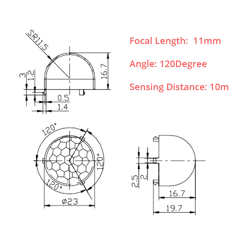 Optische Brennweite 11mm Menschlichen Körper infrarot spüren Fresnel-linse PIR Gehäbenutzen pyrolysieren Sonde Gewidmet Linsen