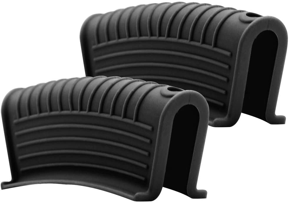 Silicone Handle Holder, 4 Pack Assist Pan Handle Sleeve Pot Holders Non Slip Rubber Pot Holders Cast Iron Skillets Handles: Pot holder--Black