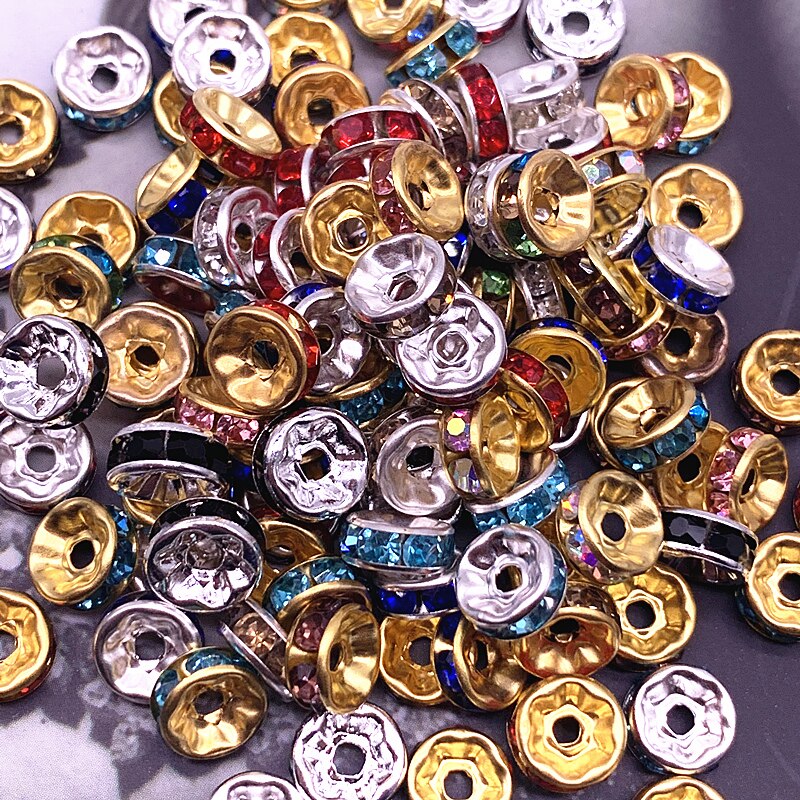 Nowy 50 sztuk 8mm czeskie Crystai Rhinestone szklane okrągłe koraliki dystansowe luzem koraliki do tworzenia biżuterii DIY bransoletka naszyjnik
