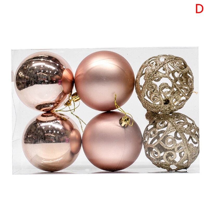 6 stuks/set 6cm kerstboom decoratieve bal ornamenten hanger zilveren uitgeholde kerstbal decoratie kerstballen voor kerstmis: D