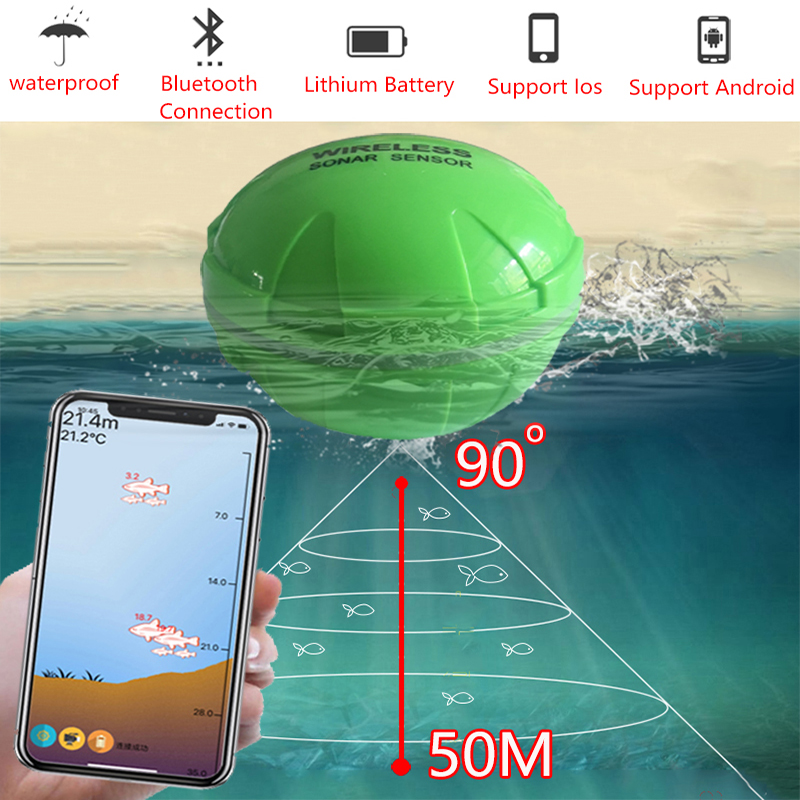 Portable Fish Finder Bluetooth Draadloze Echolood Sonar Sensor Diepte Fishfinder Voor Lake Zee Vissen Ios & Android