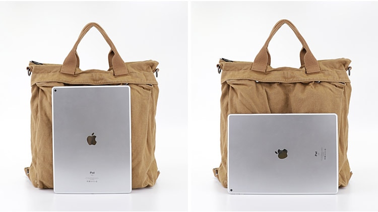 Unisex Multi-functional Canvas Handbag Man Women Big Capcity Multi-pocket Bag School Fabric Eco-friendly Book Bag