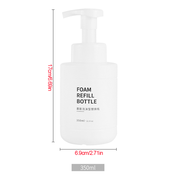 Mousse-botella de espuma brillante, botella vacía para Gel de ducha, desinfectante de manos, tipo prensa, champú: 350ml white