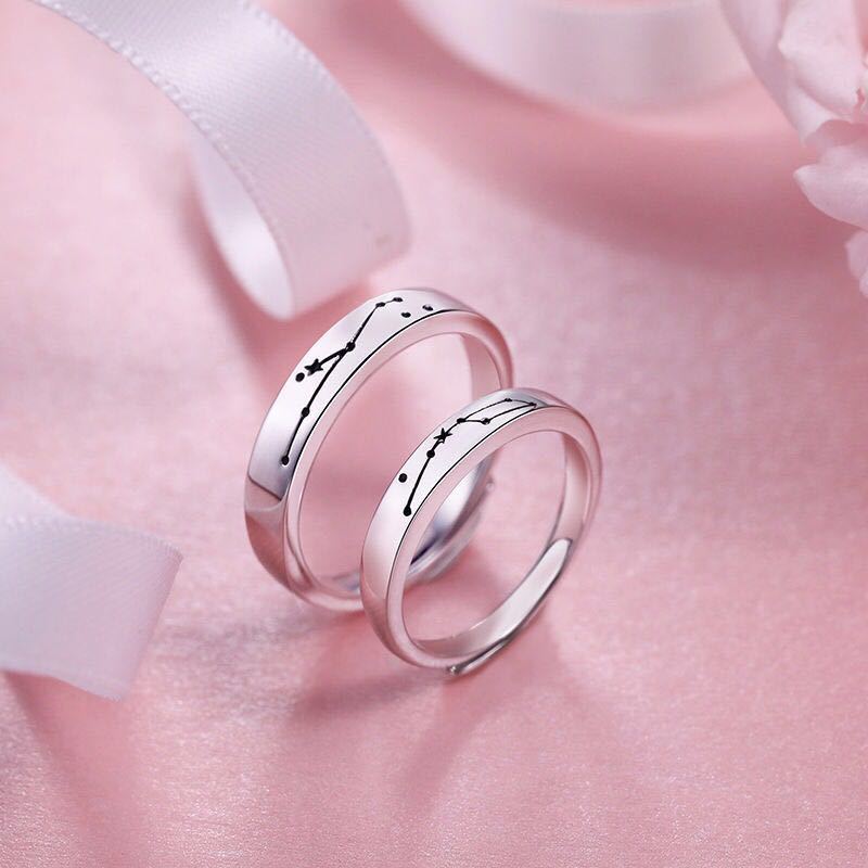 2 Stuks Letters Zon Maan Minnaar Paar Ringen Eenvoudige Opening Ring Voor Paar Wedding Engagement Promise Valentijnsdag Sieraden: Adjustable G