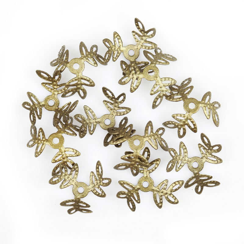 100Pcs Kleeblatt 18mm Filigree Bead Caps für Schmuck Machen Blume Perlen Kappen Erkenntnisse Diy Armband Ohrringe Zubehör