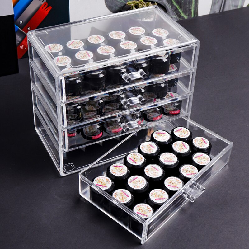 Caja de almacenamiento de accesorios de uñas de 5 capas, organizador acrílico de almacenamiento de cosméticos, estante de exhibición de joyería transparente, caja de cajón de plástico