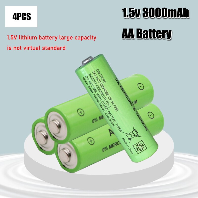 1.5V 3000mah AA Battery alkaline Rechargeable Battery 2100mah 1.5V AAA Battery for Flashlight rechargeable Battery: 4PCS