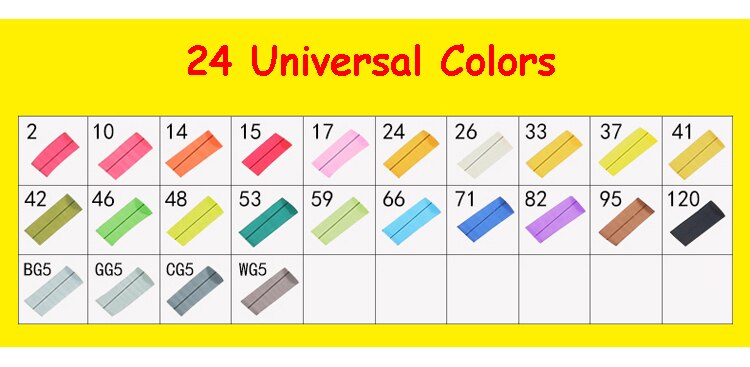 24/30/40/60/80 farverige kunstmarkørpen sæt med to hoveder tip kunstner skitse fedtet alkoholbaserede markører til scrapbooking sæt: 24 universelle farver