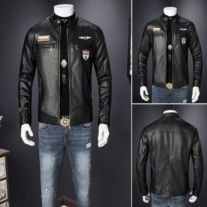 Chaqueta de cuero de imitación para hombre, prendas de vestir de talla grande M-3XL