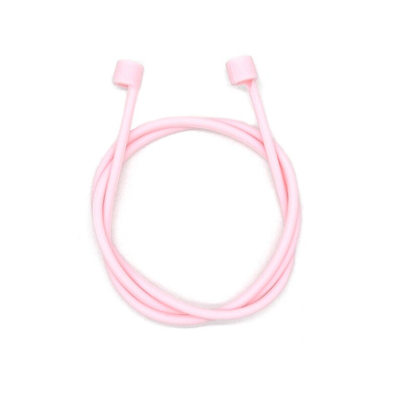 Correa de auriculares para Airpods, correa antipérdida, cuerda para auriculares Bluetooth, Cable de silicona: Rosa