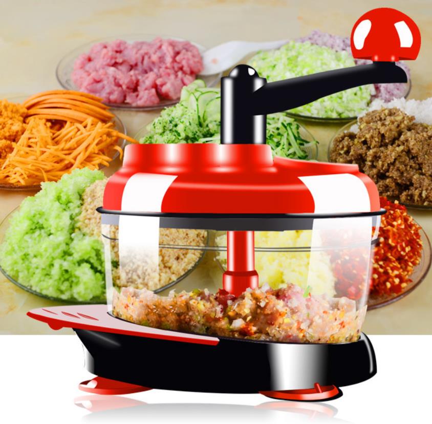 2000ml Meat Slicer Machine Kitchen Manual Food Processor Egg Mixer Fruit Vegetable Nut Meat Chopper with 3 Gears Kitchenware