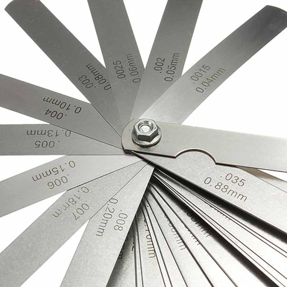 Sonda de calibre 32 Uds., medidor de espesor, relleno de huecos, 0,04-0,88mm, herramienta de medición de lámina de cobre Imperial y métrica plegable de acero inoxidable