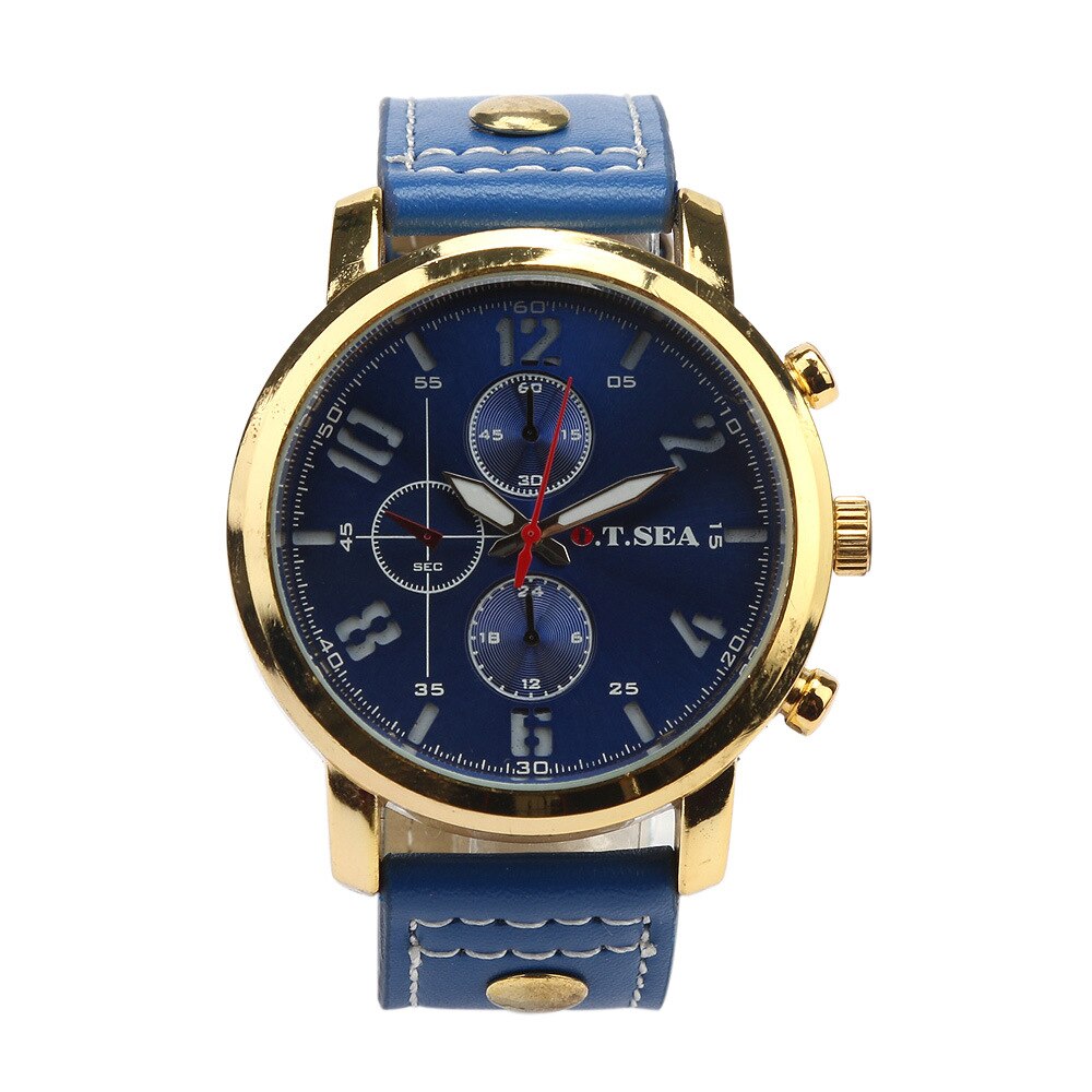 Kvarts mænds ure top brand luksus mandlig kronograf sport herre armbåndsur hodinky relogio masculino: D046- blå