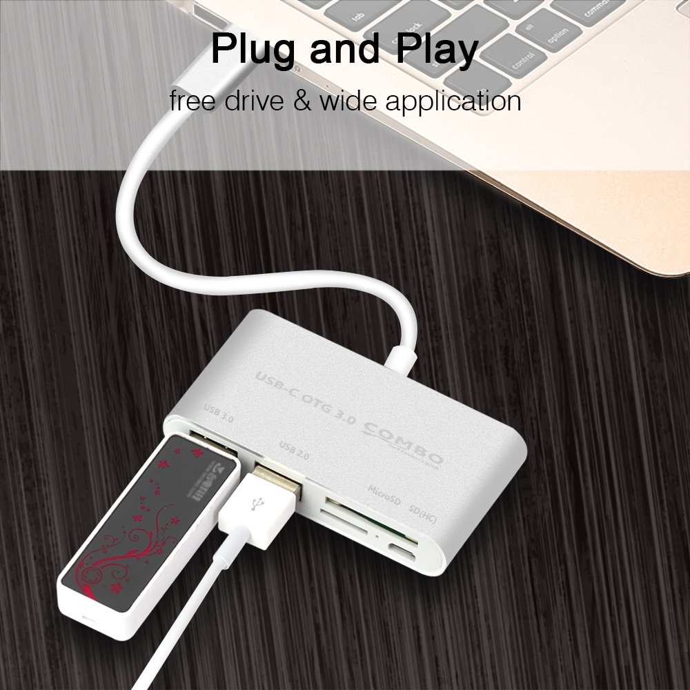 2 in 1 USB 3.0 Hub Micro USB OTG Hub Multi USB Splitter SD/Micro SD Card Reader Charger Port for Macbook PC Android Tablet Phone