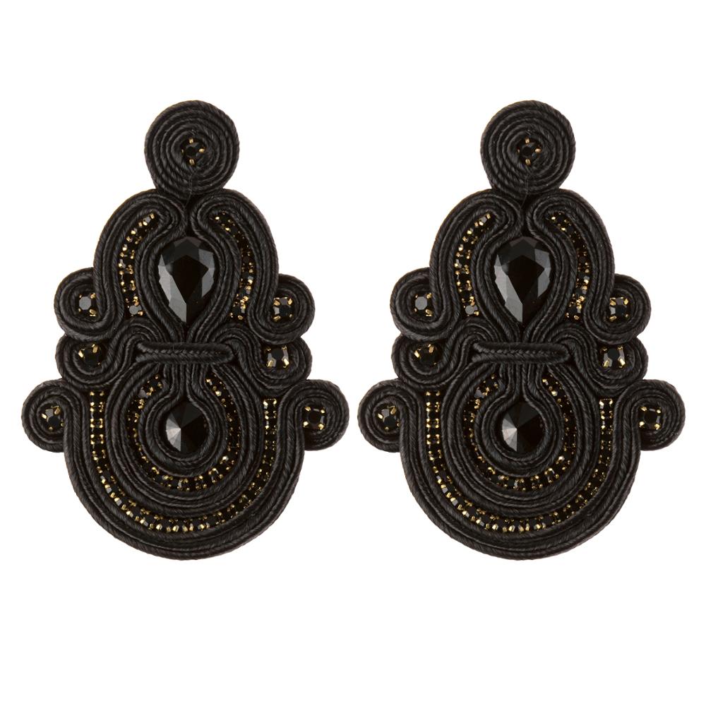 KpacoTa – longues boucles d&#39;oreilles ethniques boho, bijoux colorés à la , pendentif fait à la main, pour femmes: black