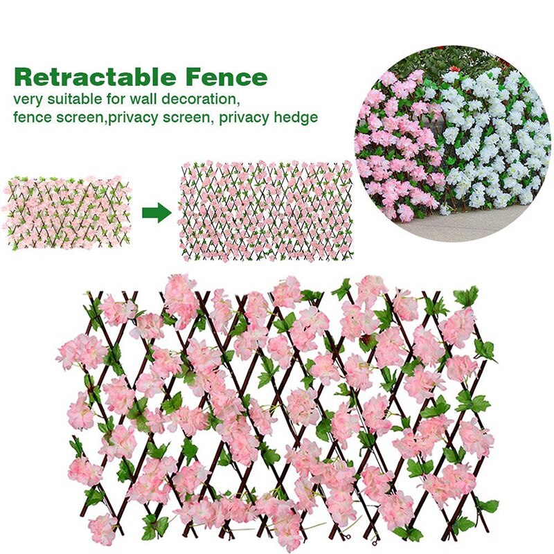 Haven hegn pil træ hæk med kunstige blomster blade haven dekoration sning ekspanderende trellis