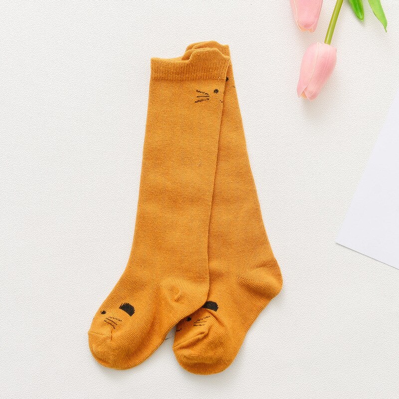 Primavera outono unisex bebê menino moda dos desenhos animados médio meias longas com orelhas de salto crianças meias joelho de algodão alto crianças meias da menina: Ginger