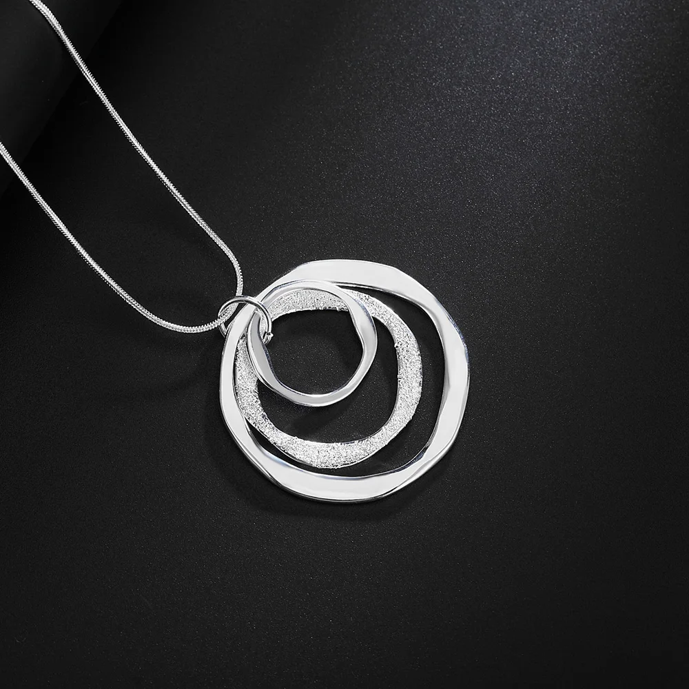 Dijes Nobel Plata de Ley 925 Bohemia tres círculos colgante collar para mujer boda joyería de navidad