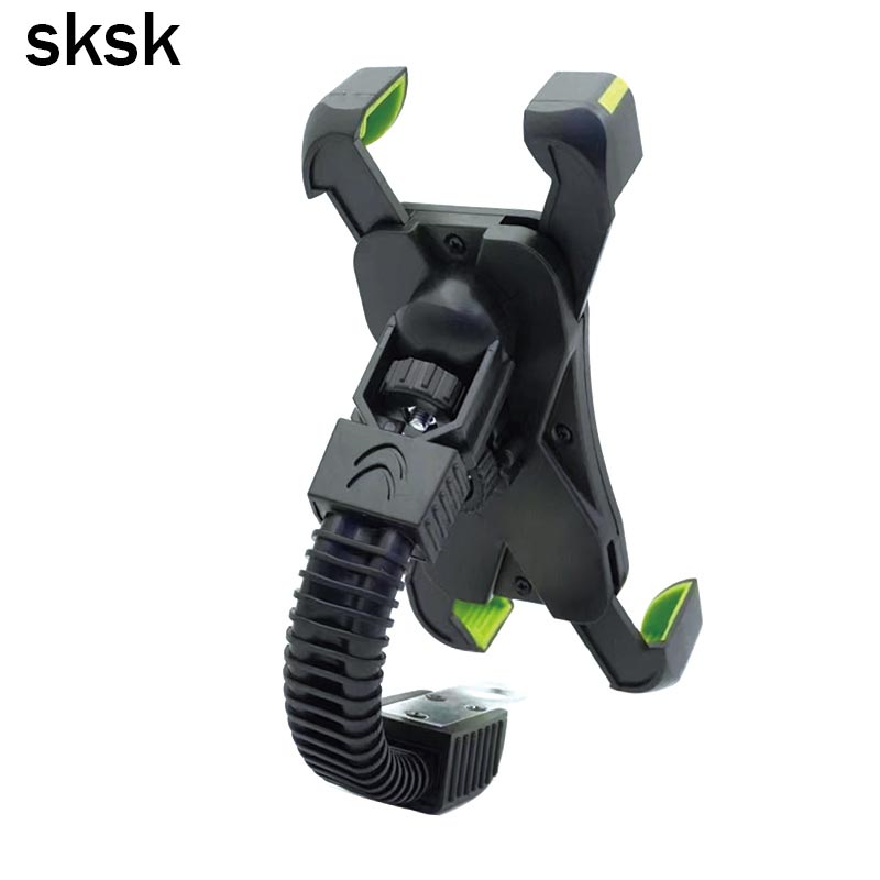 SKSK Motorcycle Phone Holder Stand Motor Rearview Mirror Mount Bracket with Edge Protector for Samsung Huawei Xiaomi LG