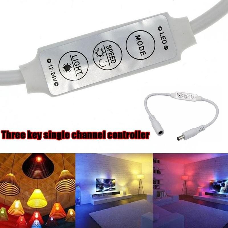 12V 24V DC Inline Switch Dimmer Controller Connector LED Strip Adapter Cable Single Color Led Strip