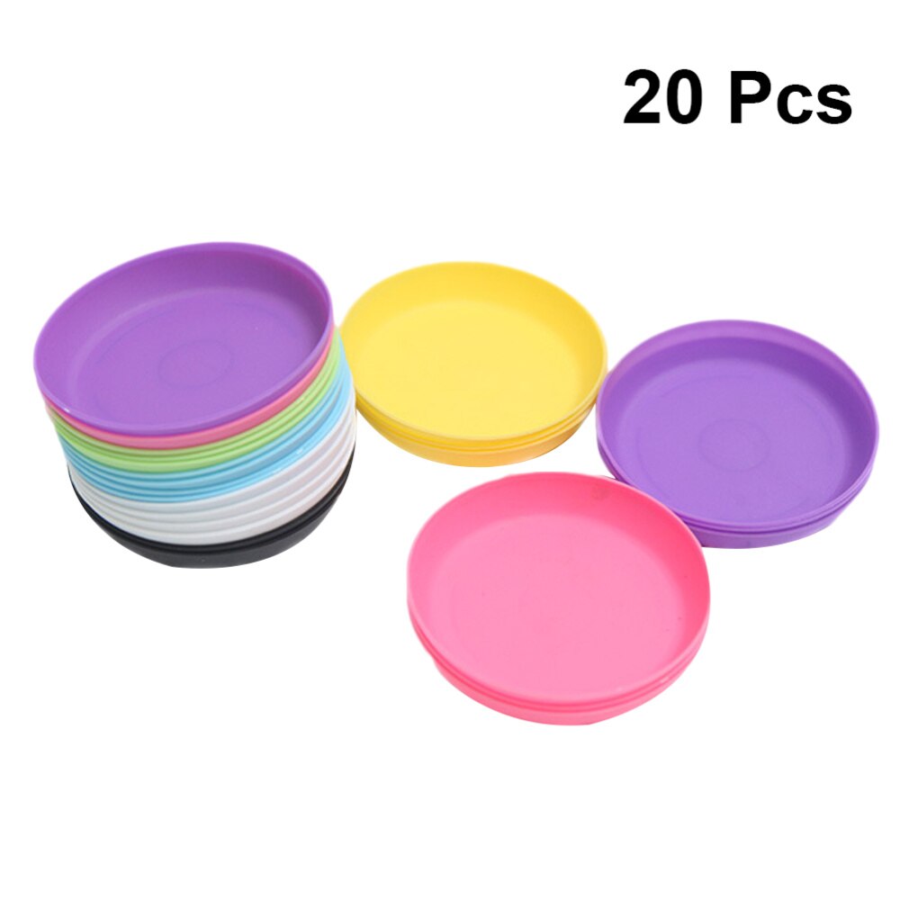 Platillo de maceta de plantas suculentas de 20 piezas bandeja redonda de plástico plato de agua para maceta de jardín balcón (Color al azar): Default Title