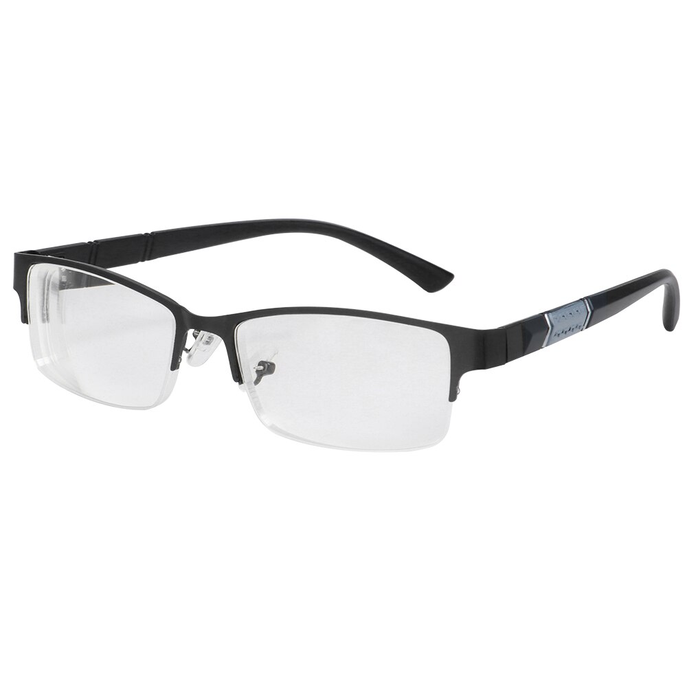 1Pc Unisex Leesbril Metalen Half Frame Vierkante Bijziendheid Brillen 0 -1 -1.5 -2 -2.5 -3 -3.5 -4 -4.5 -5 -5.5 -6: -100 / Black