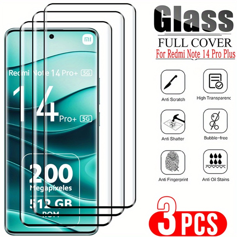 Protecteur d'Écran Incurvé en Verre pour Xiaomi, Redmi Note 13, 14 Pro Plus, Note 13, 14 Pro, Note 14, 4G, 5G, 3 Pièces