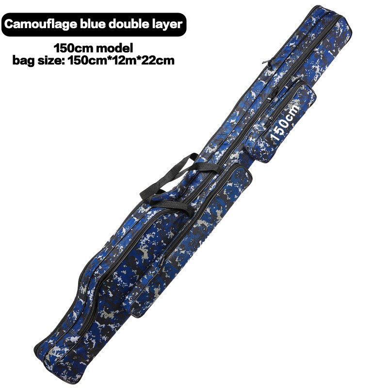 Siechi 110//120/130/150Cm Canvas Opvouwbare Hengel Reel Visgerei 2/3 Lagen Blauw/groen: 150CM blue 2 layer