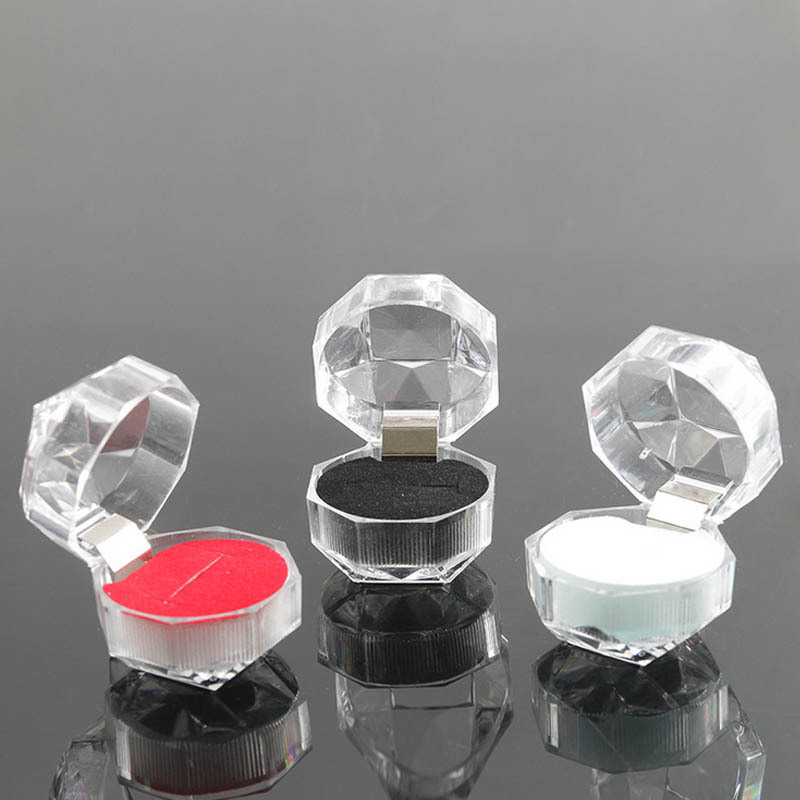 10 Stks/partij Acryl Crystal Ring Opslag Display Box Organizer Case Clear Pakket Box Voor Sieraden Verpakking Collection