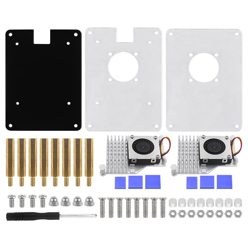 Raspberry Pi 5 Acrylic Case Transparent Shell with PWN Cooling Fan Stackable Plate Case for RPI 5 Pi5 Cluster DIY Electronic: Yellow