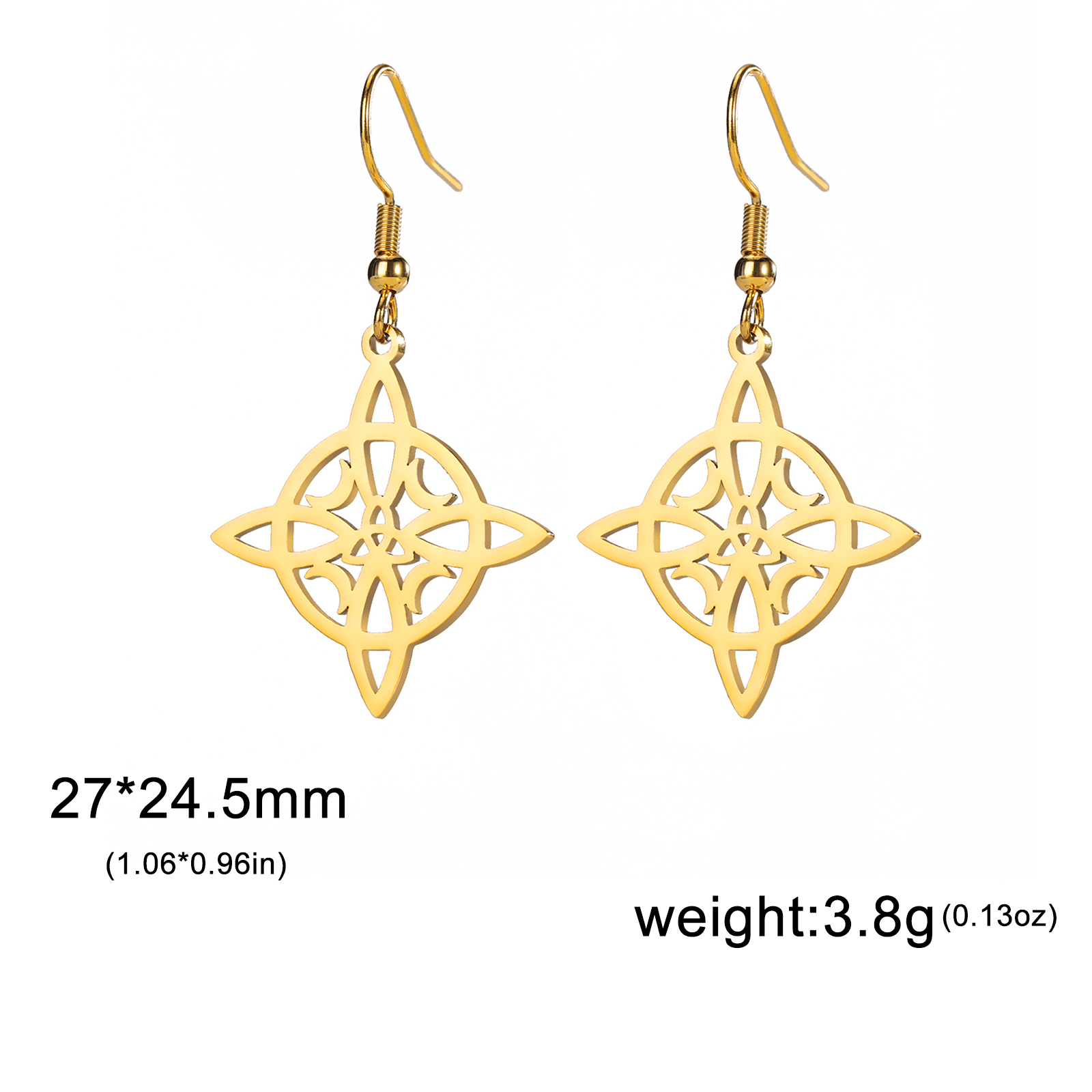 Dadapara stregoneria orecchini con nodo strega irlandese Celtics nodo Wicca simbolo orecchini pendenti gioielli con geometria Vintage ▾ in acciaio inossidabile: Rosa colore Oro