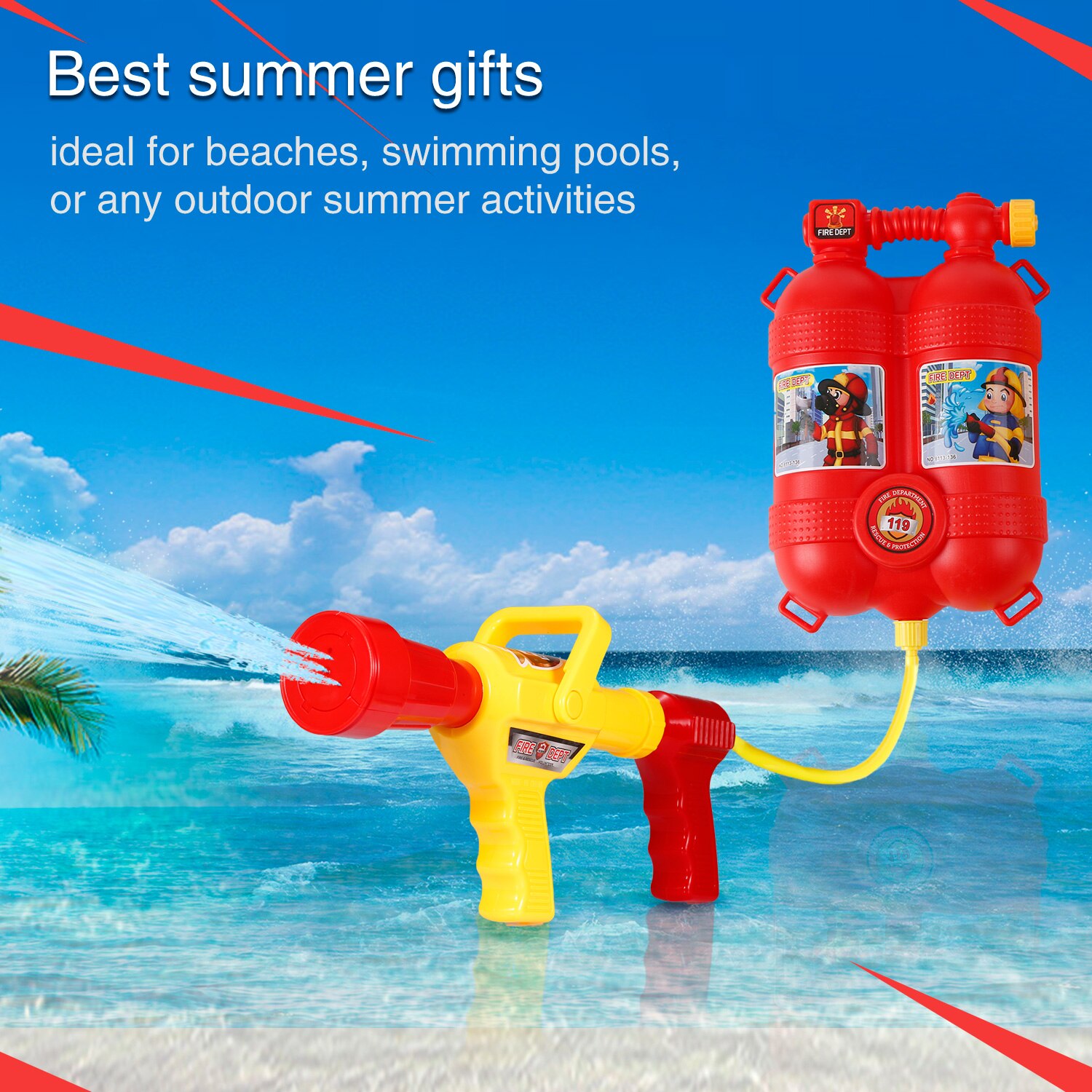 Fireman water spraying toy set Backpack Water Spraying Toy With a large water tank Children Outdoor Water Beach Toys for Kids