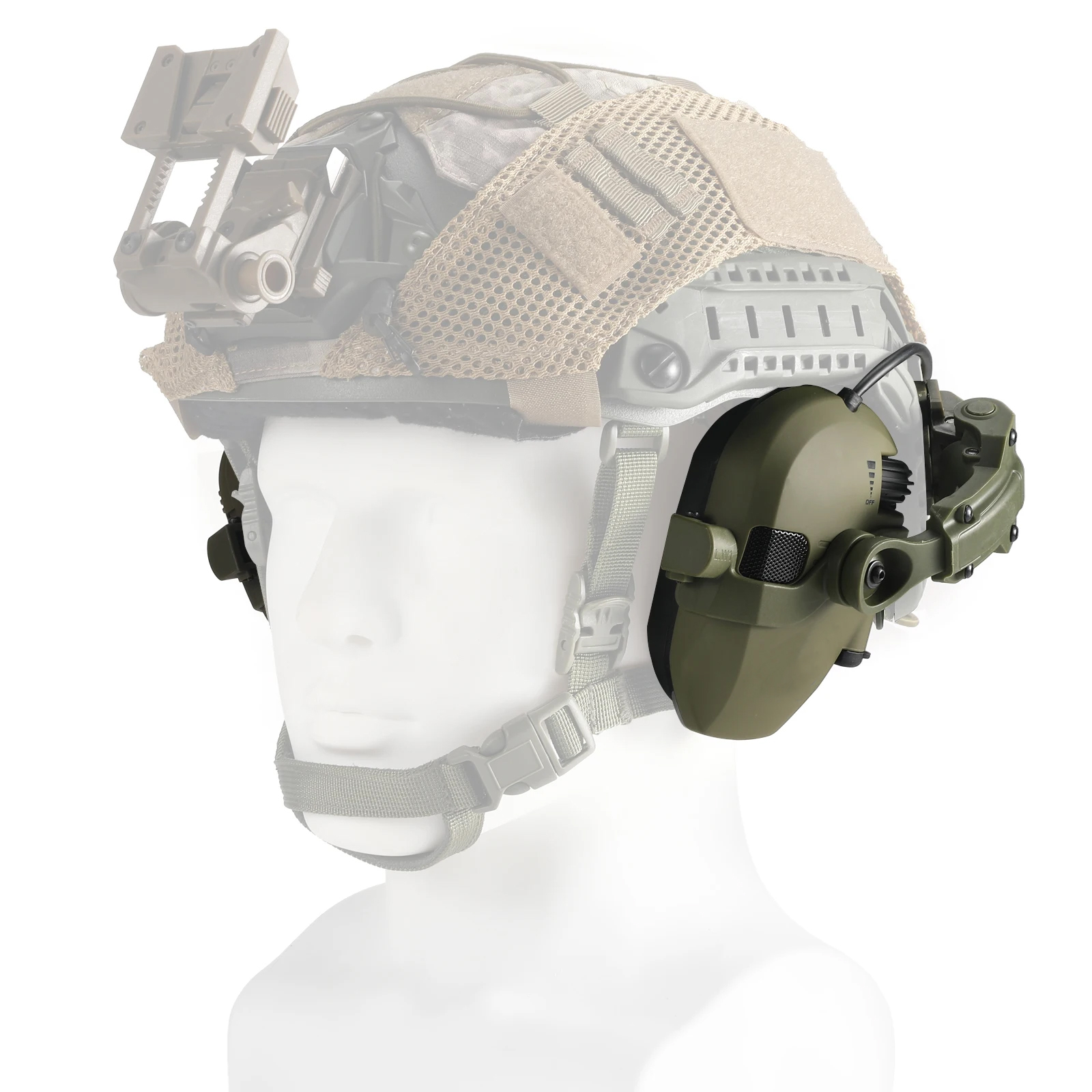 Orejeras montadas en casco activo para disparar protección auditiva electrónica protección auditiva reducción de ruido auriculares de caza activos