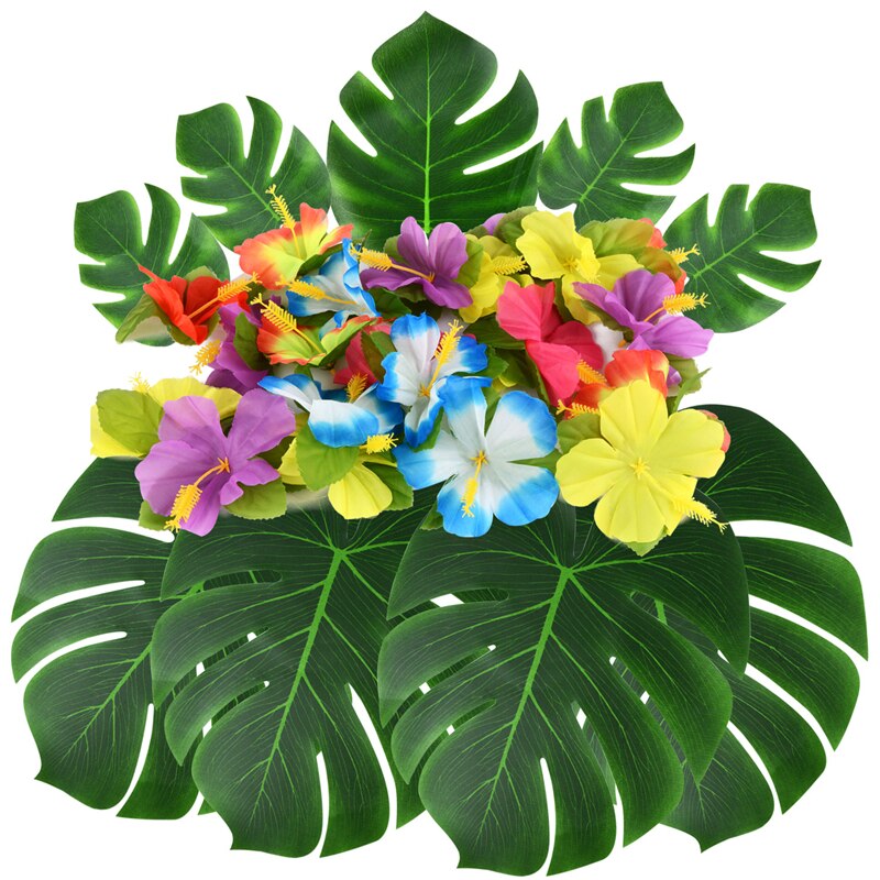 63pcs Artificial Tropical Palm Leaves Simulation Leaf For Hawaiian Luau Party Jungle Beach Theme Party Decorations