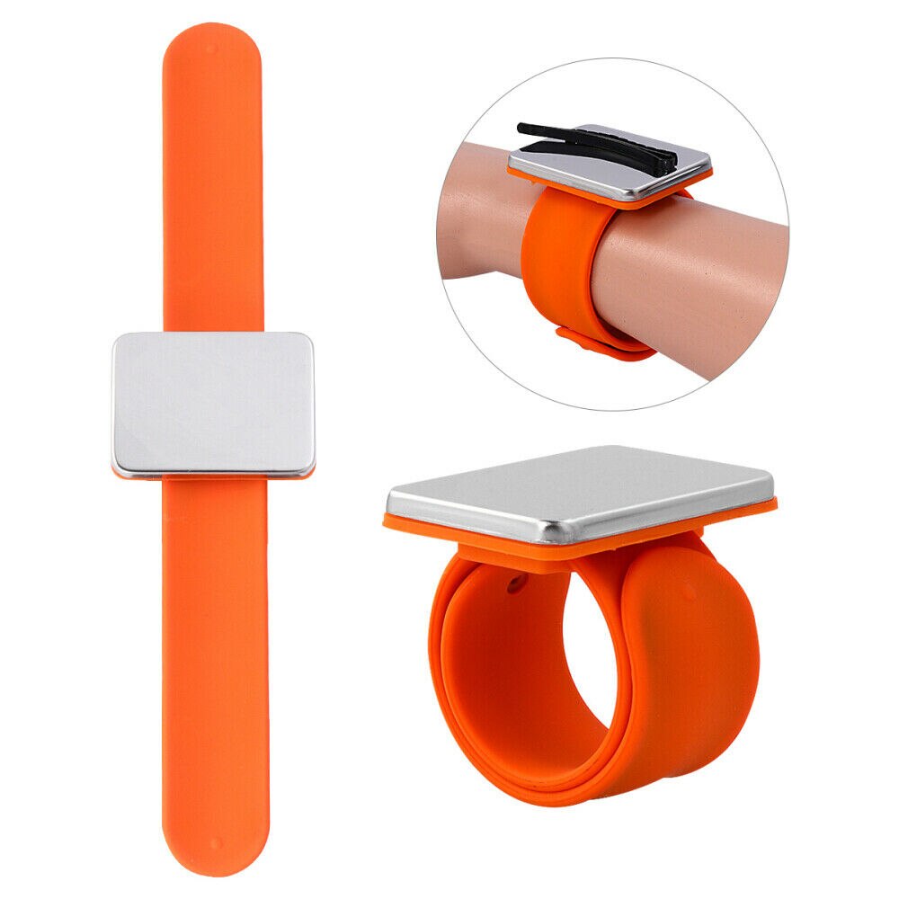 7 farver magnetisk nål aspirator silikone magnet armbånd magnetiske sy pins pinhynde diy gør sy forsyninger: Orange