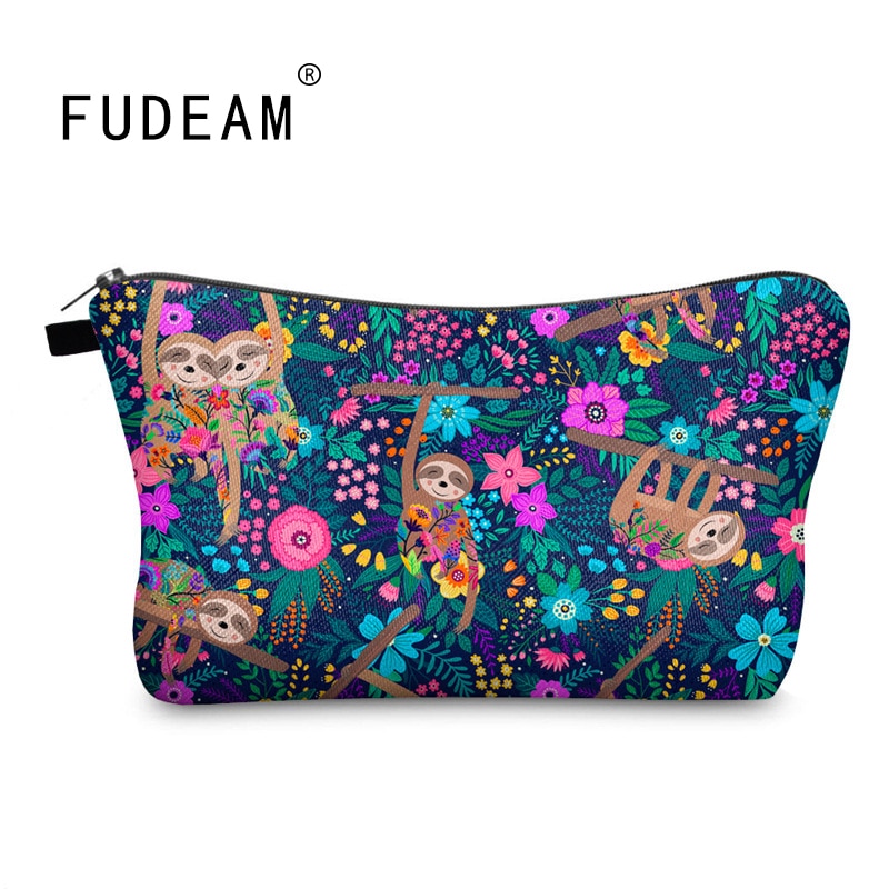 FUDEAM poliestere colorato bradipo modello portatile borsa da viaggio per donna articoli da toeletta organizza borsa cosmetica borsa per trucco impermeabile