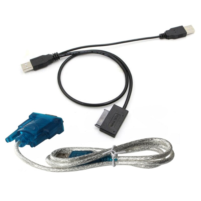 2 Pcs Accessories: 1 Pcs USB to 9-Pin Serial Port Adapter & 1 Pcs SATA Cable USB 2.0 to 7+6 External Power for Laptop