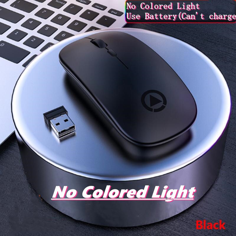 Kabellose bluetooth-maus, wiederaufladbar, rgb-beleuchtung, leise, farbige lichter, 2.4 ghz, gaming-maus: Usb-akku, keine leuchte