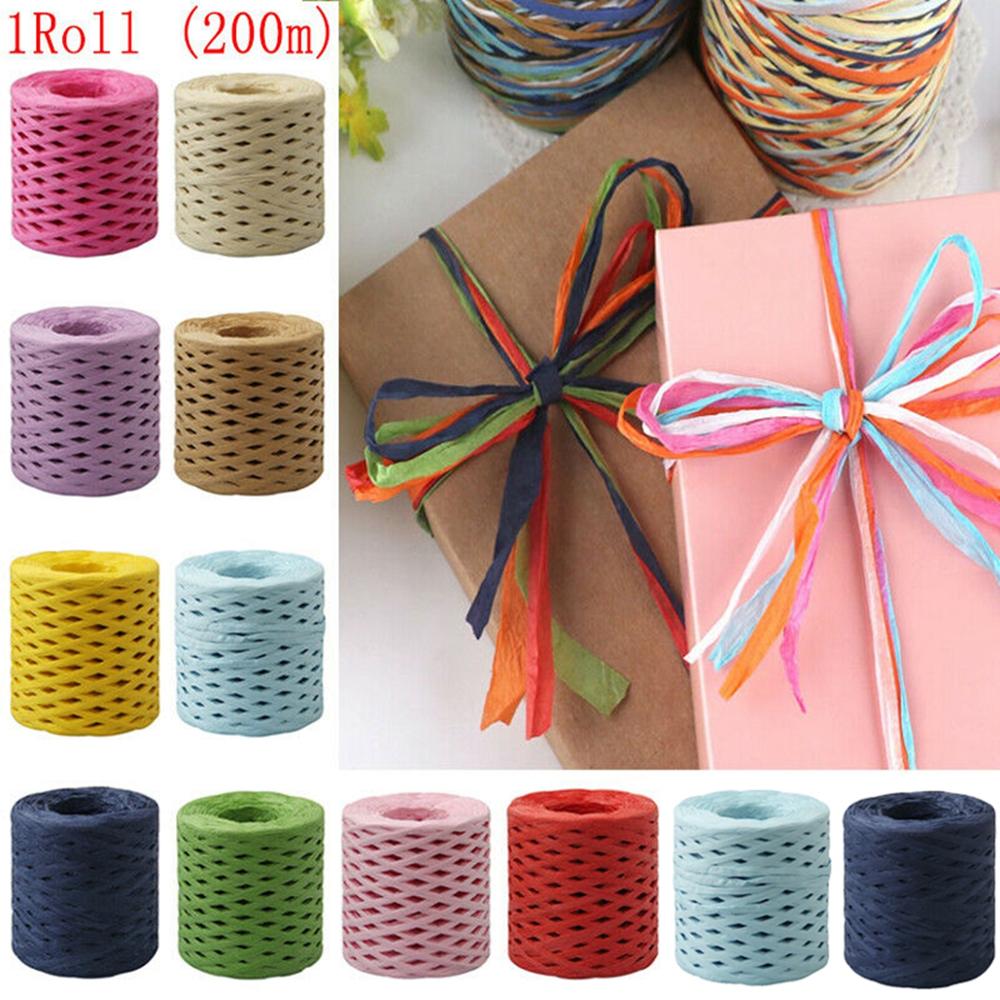 200M Raffia Lint Papier Touw Cord String Wikkelen Pakket Verpakking Creatieve Diy Geweven Cadeaupapier Touw
